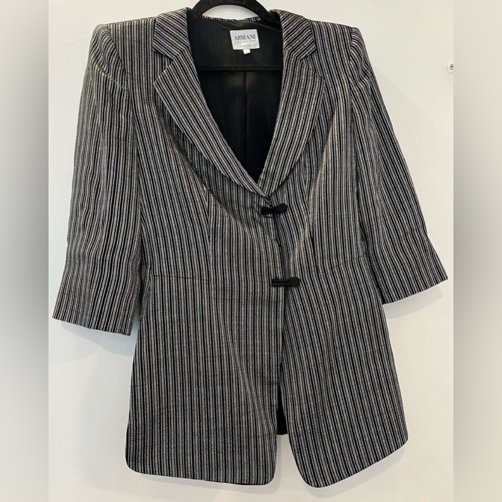 Armani Collezioni vintage black and silver striped blazer jacket